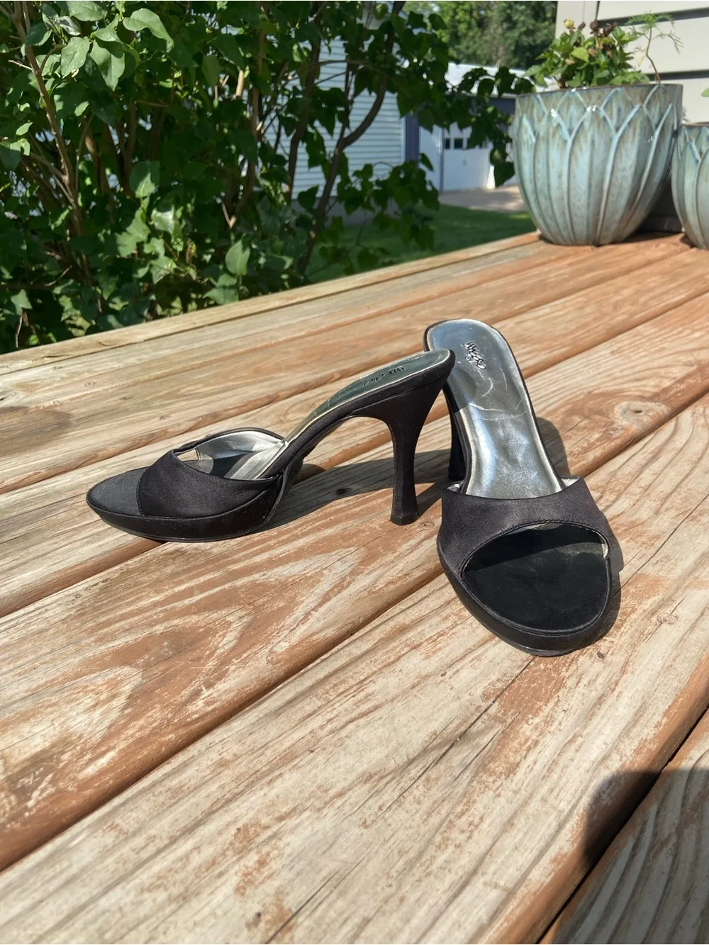 Massimo Black Open-Toe High Heel Mules